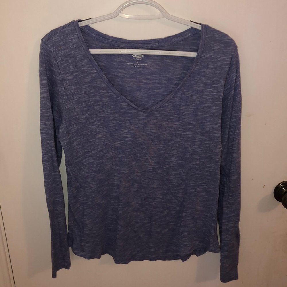 Light Blue V neck Long Sleeve Top